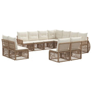 Set Divano da Giardino 11 pcs Beige e Bianco Crema polyrattan 3435453