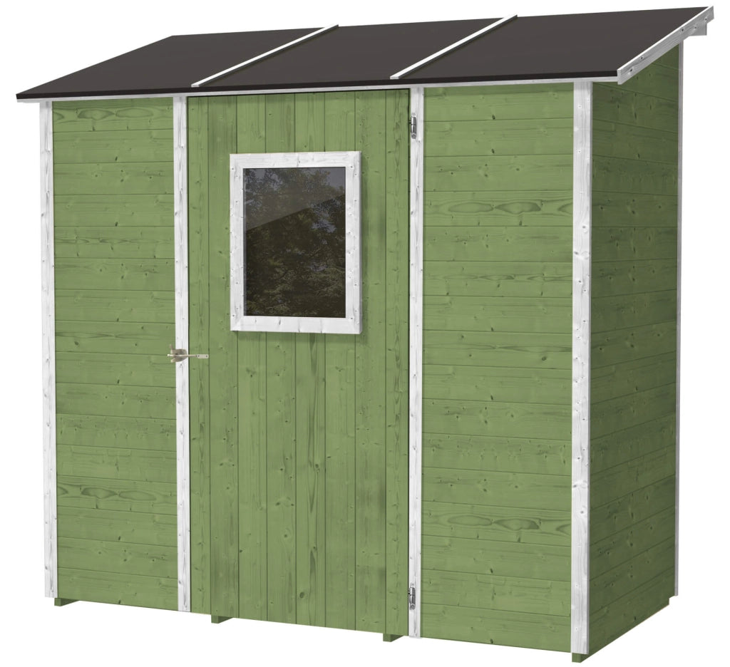 Casette Box da Giardino in Legno Porta Utensili 207x102x224 cm con Porta e Finestra Ecla Verde