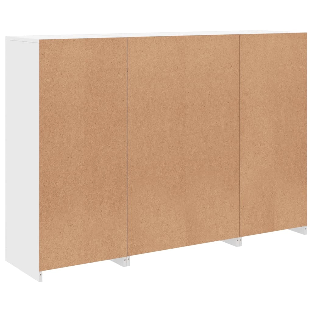 Buffet credenza cassettiera mobiletto mobile contenitore organizer per cucina soggiorno salotto con luci a LED 3 pezzi legno ingegnerizzato bianco 02_0037195