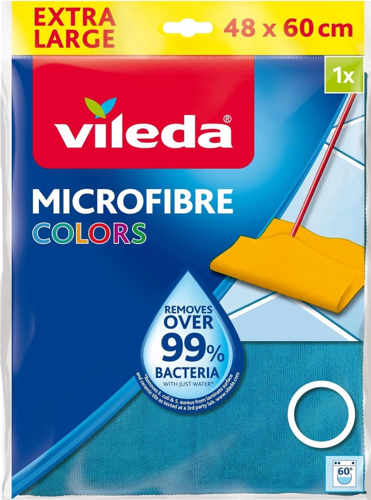 PANNO EXTRA LARGE IN MICROFIBRA COLORATO PER PAVIMENTI RIMUOVI BATTERI AL 99% 1PZ  48X60