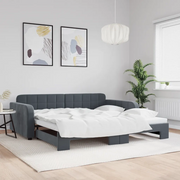 Divano Letto con Letto Estraibile-Sofa Letto-Daybed Grigio Scuro 100x200 Velluto 864270