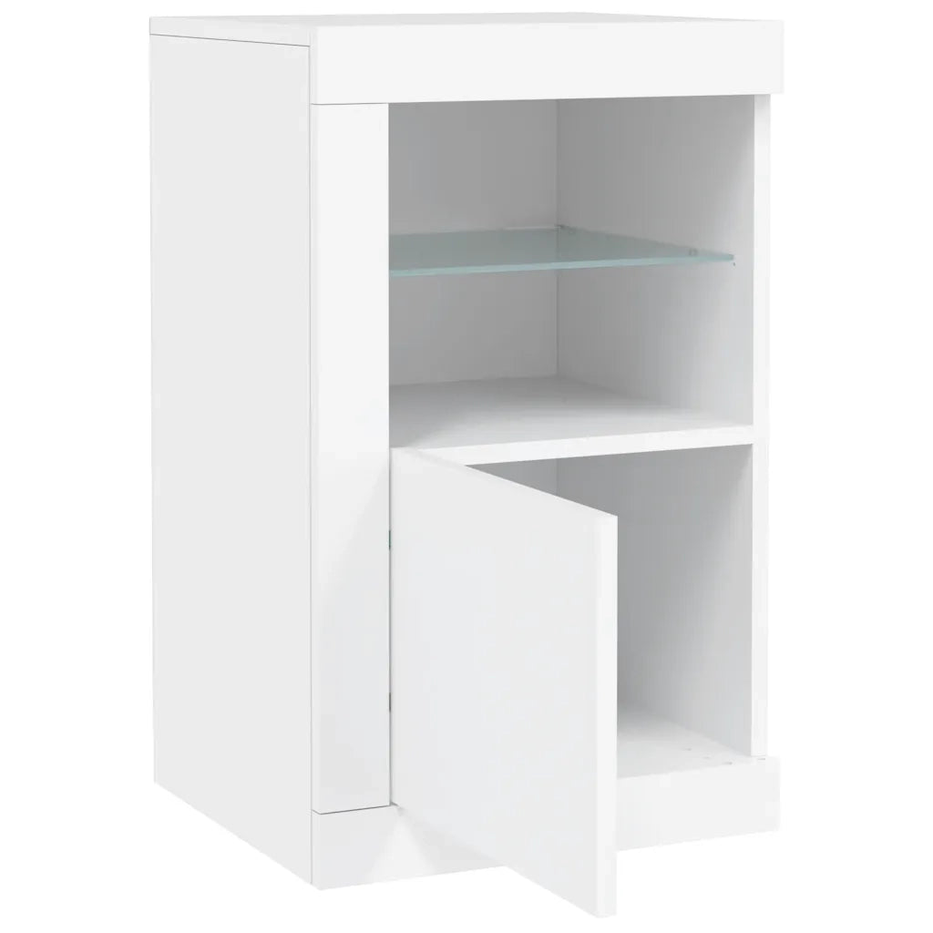 Mobiletto laterale dal design contemporaneo con illuminazione a LED 41 x 37 x 67 cm legno composito bianco 02_0049363