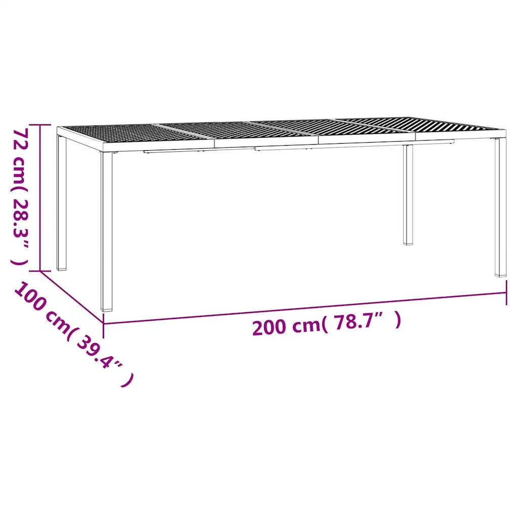 Tavolo da Giardino Antracite 200x100x72 cm Acciaio 362747