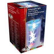 Trade Shop - Luce Natalizia Olografica 10 Led Tubo A Cilindro Stelle A Batteria Decorazione -