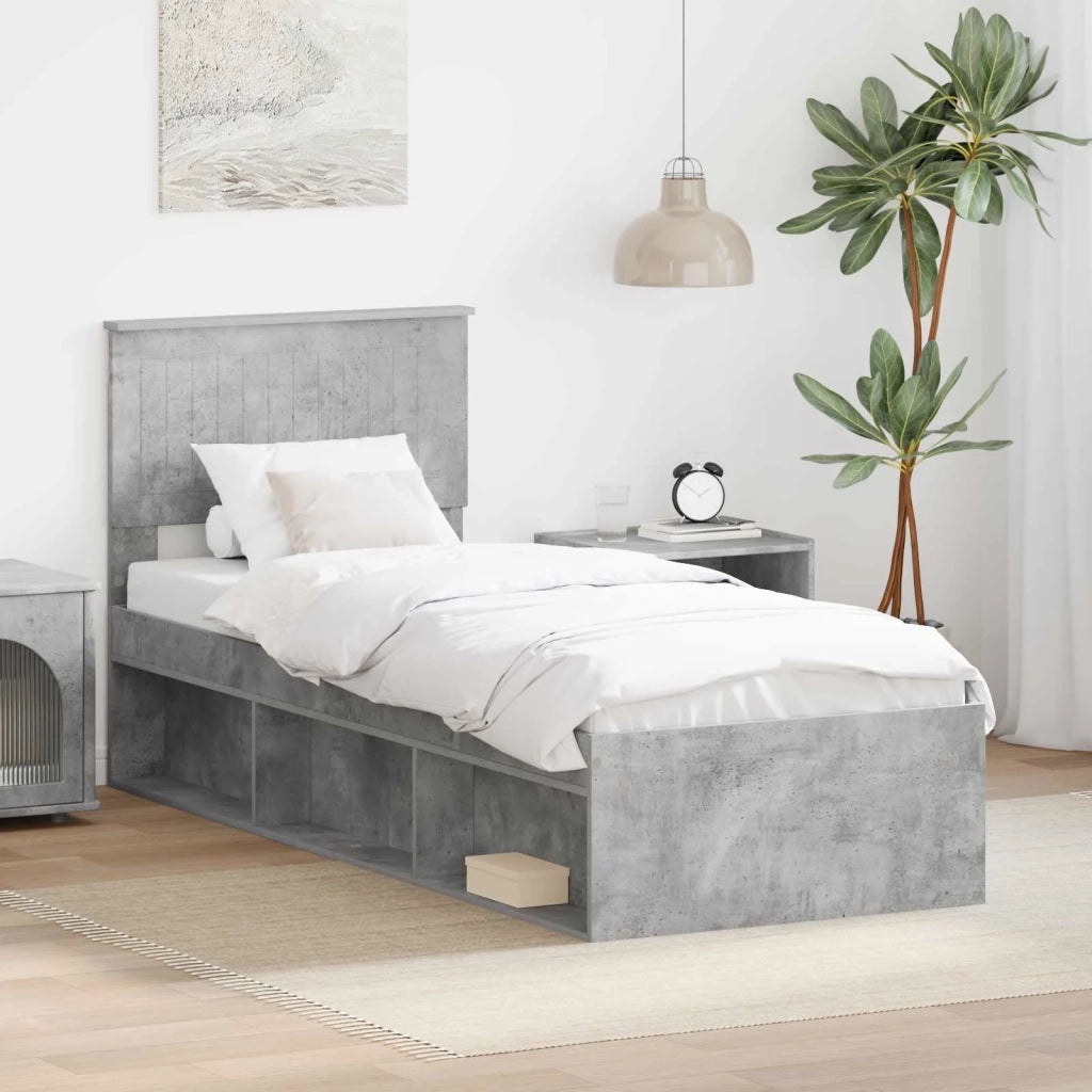 Struttura del letto Grigio Concretè 75 x 190 cm Pino massello