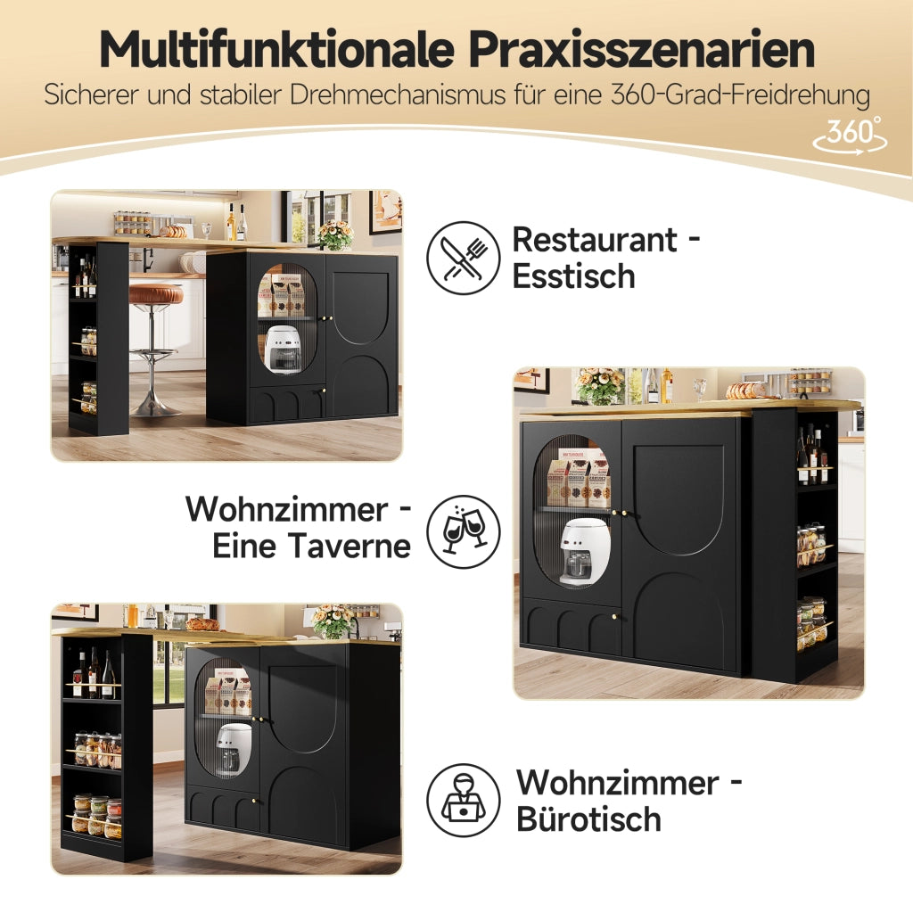 TAVOLO BAR GIREVOLE 138x39x105 cm MDF e metallo nero
