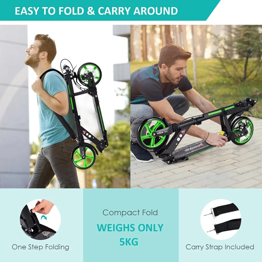 Monopattino pieghevole e regolabile in altezza, scooter con ruote in poliuretano e Kingel, scooter da città con supporto e tracolla, per bambini adulti fino a 100 kg