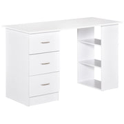 EasyComfort Scrivania Porta PC con 3 Cassetti e 3 Ripiani, Scrivania per Camera e Ufficio in Legno 120x49x72cm Bianco