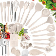 Set di accessori da cucina in silicone - Set di accessori da cucina - Senza BPA - Sospeso - Set di accessori da cucina con supporto - Qualità robusta - Resistente al calore - In silicone - Accessori da cucina