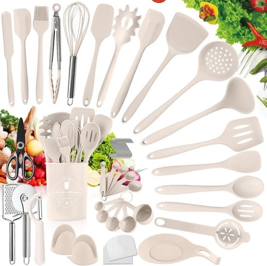 Set di accessori da cucina in silicone - Set di accessori da cucina - Senza BPA - Sospeso - Set di accessori da cucina con supporto - Qualità robusta - Resistente al calore - In silicone - Accessori da cucina