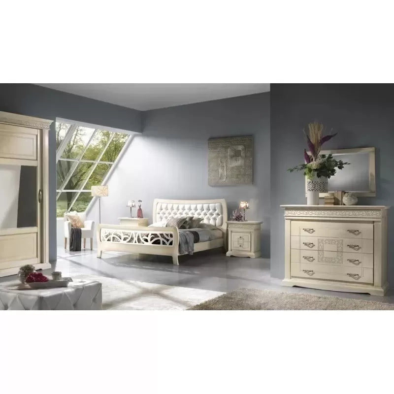 Specchiera rettangolare legno shabby avorio patinato  90x60x3 - Mobili 2G