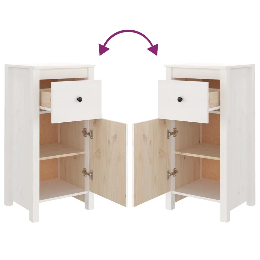 Credenza Bianca 40x35x80 cm in Legno Massello di Pino 813756
