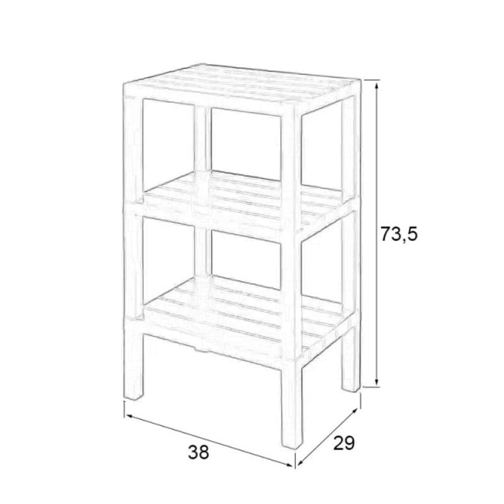 SCAFFALE COLONNA BAGNO 3 RIPIANI IN POLIPROPILENE L.38xH.73,5xP.29cm NERO WOODY FERIDRAS 130406