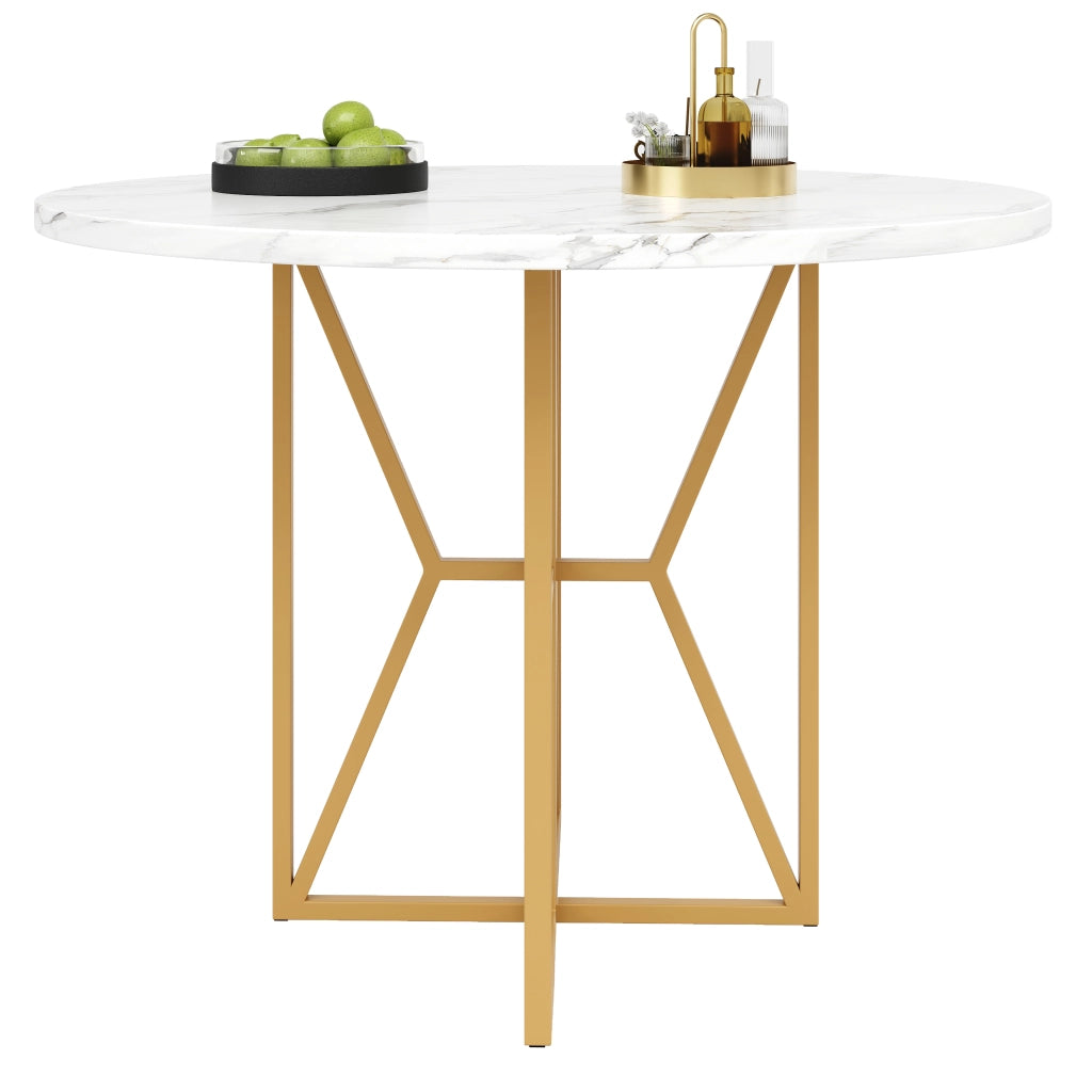 TAVOLO DA PRANZO 80x80x76 cm MDF e metallo colore oro