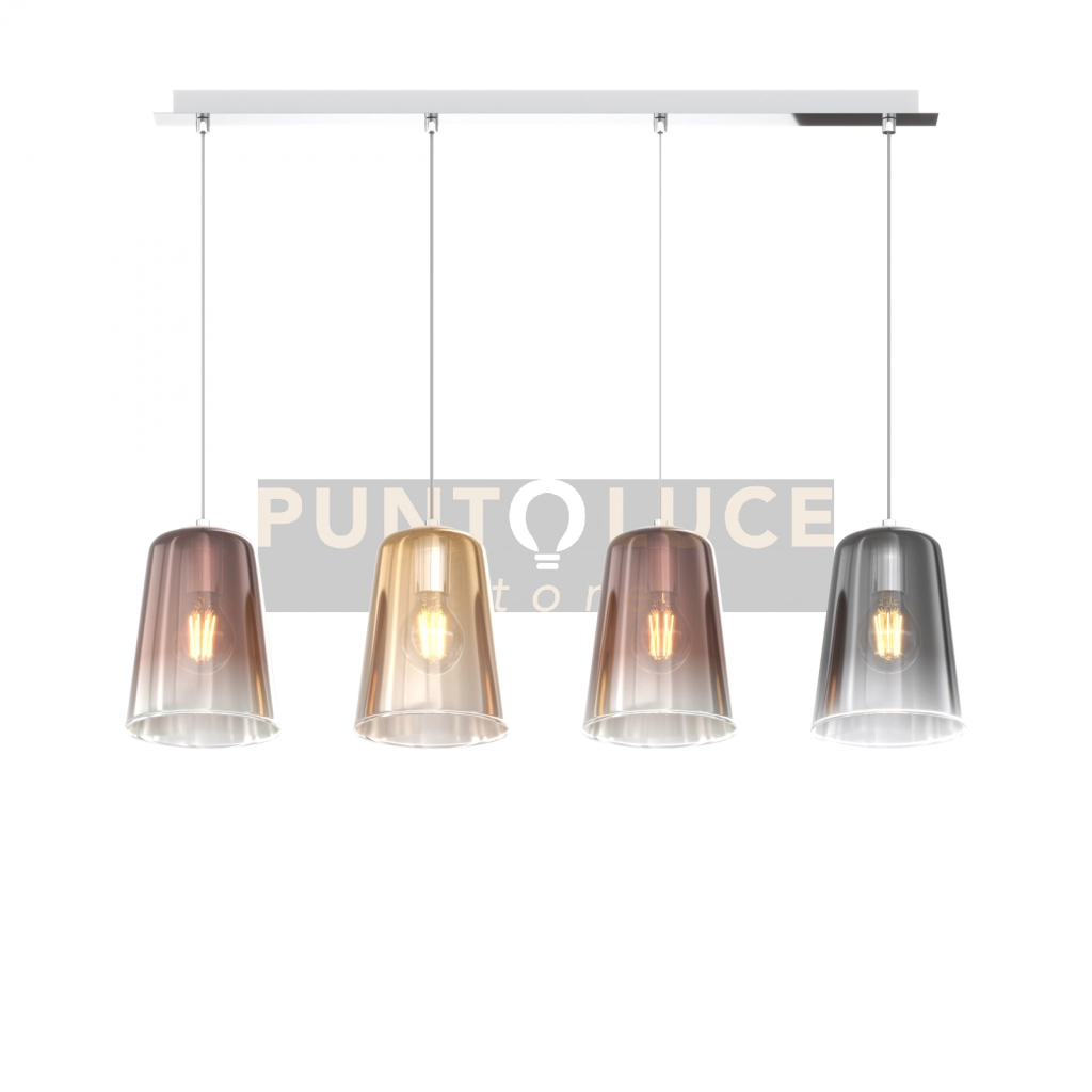 SOSPENSIONE CROMO RETTANGOLARE 4 LUCI (2 AM+1 RA+1 CR) 1164CR-S4 R-MC