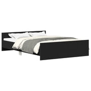 Letto matrimoniale | Letto per adulti | Giroletto con Testiera e Pediera Nero 150x200 cm