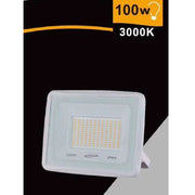 Trade Shop - Faretto Led Faro 100 W 9000lm Ip65 Bianco Luce Calda Naturale Fredda Ek02-100w-b - -bianco Caldo      -