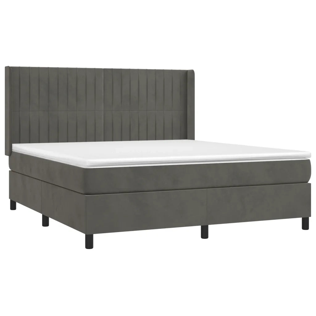 Letto a Molle con Materasso e LED Grigio Scuro 180x200 cm 3139698