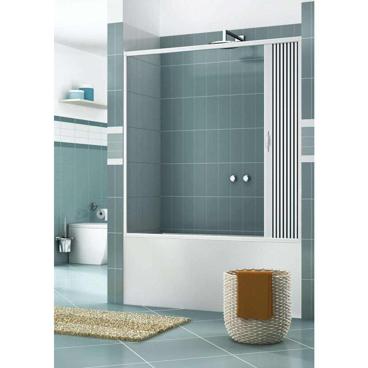 Sopravasca 150 cm 1 Anta a Soffietto in PVC H150 Caldoni Stjerne Bianco