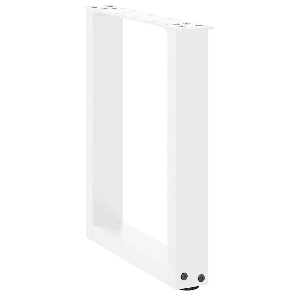 Set di 2 gambe per tavolino a forma di U 38 x 43 cm supporto robusto con piedini regolabili design moderno in acciaio bianco 02_0057393