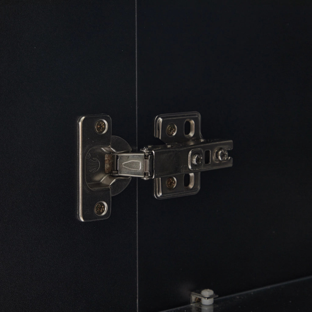 Vetrina Espositiva Nera in MDF con Luci LED e 3 Cassetti 60x35x180 cm