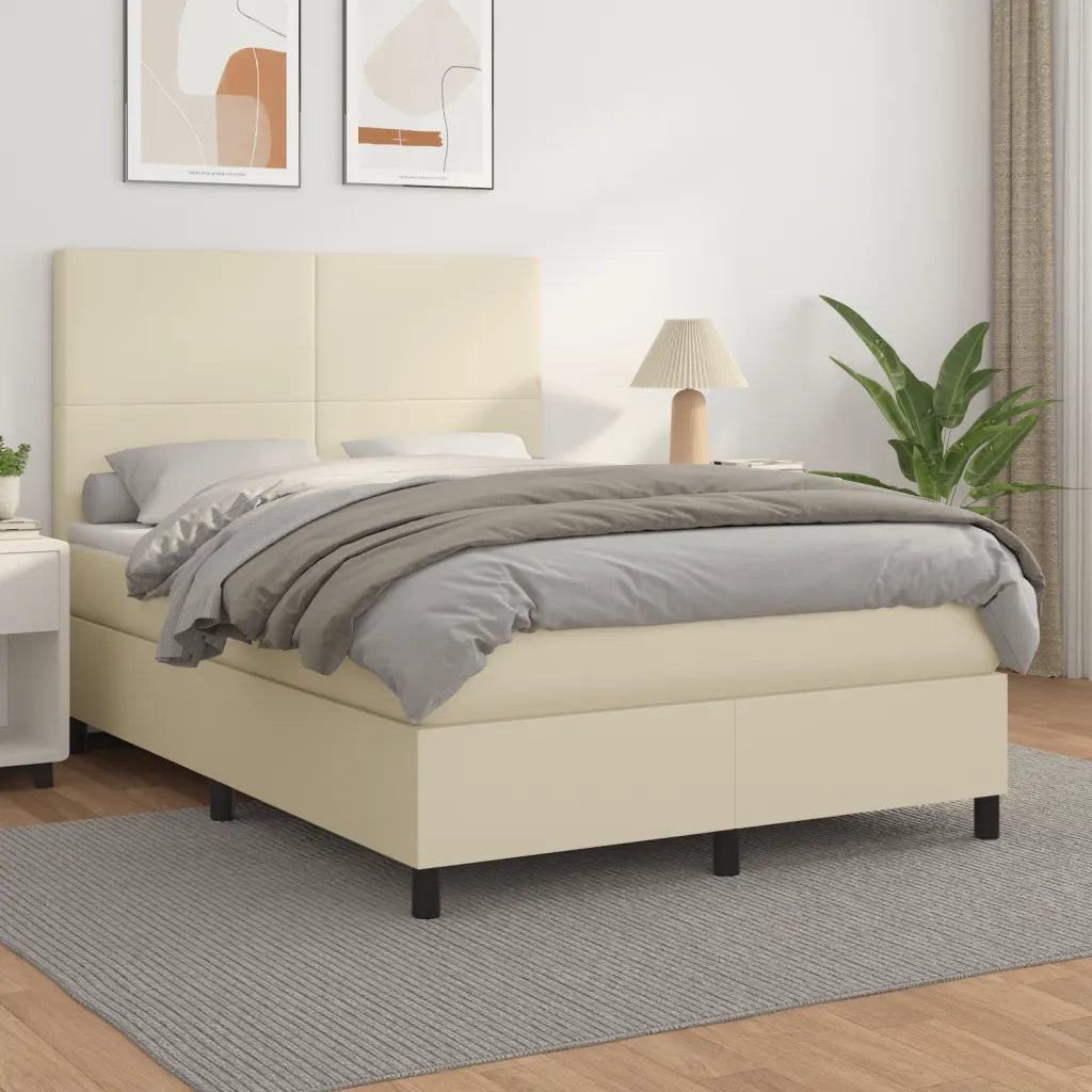 Giroletto a Molle con Materasso Crema 140x190 cm in Similpelle cod mxl 55163