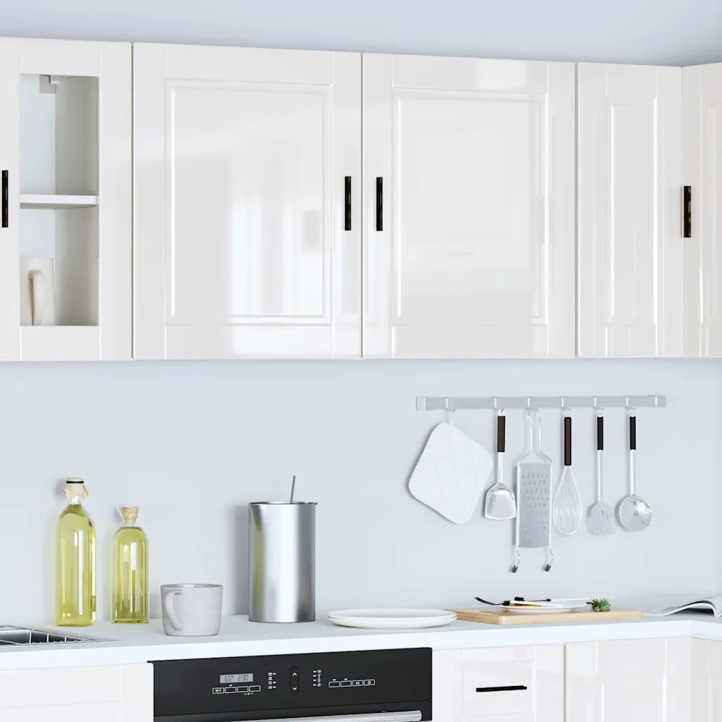 Pensili da Cucina 2 pz Porto Bianco Lucido in Legno Multistrato 854042