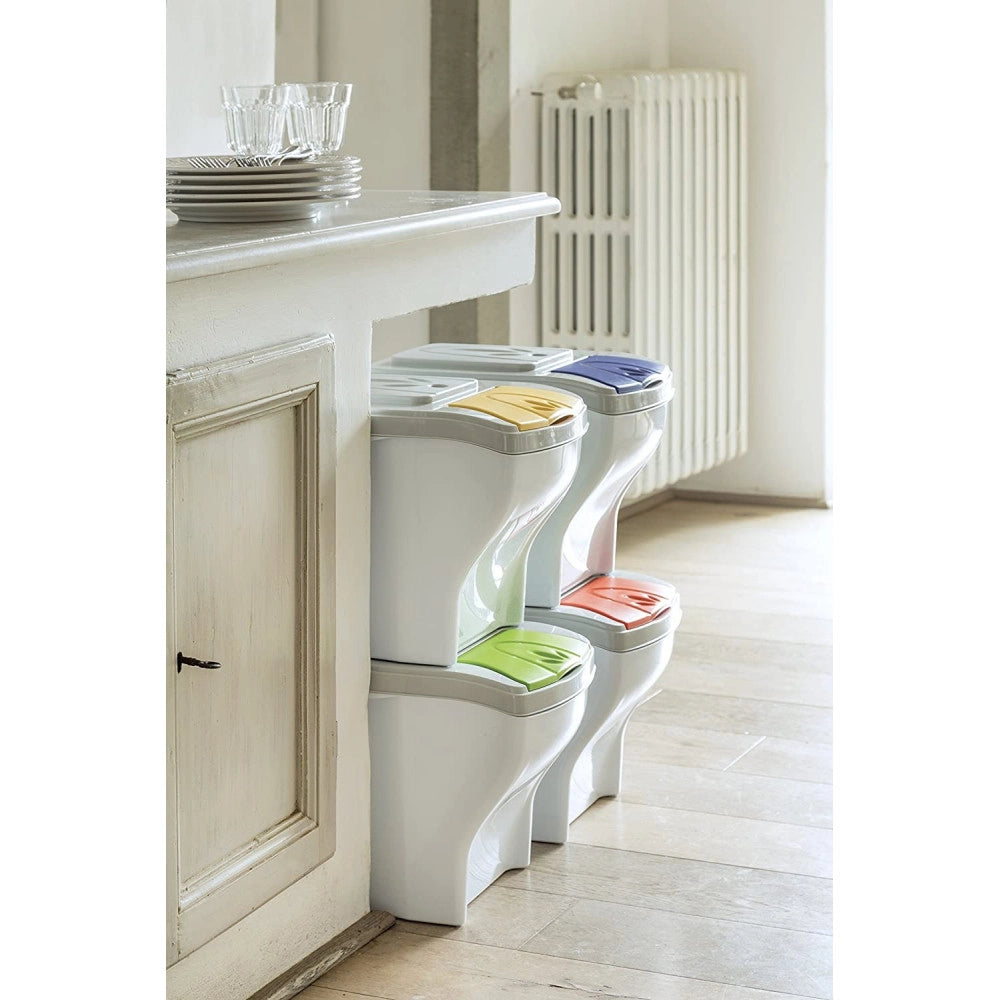 Trade Shop - Pattumiera Per Raccolta Differenziata 4 Colori Verticale Bidoni Spazzatura 80 Lt -