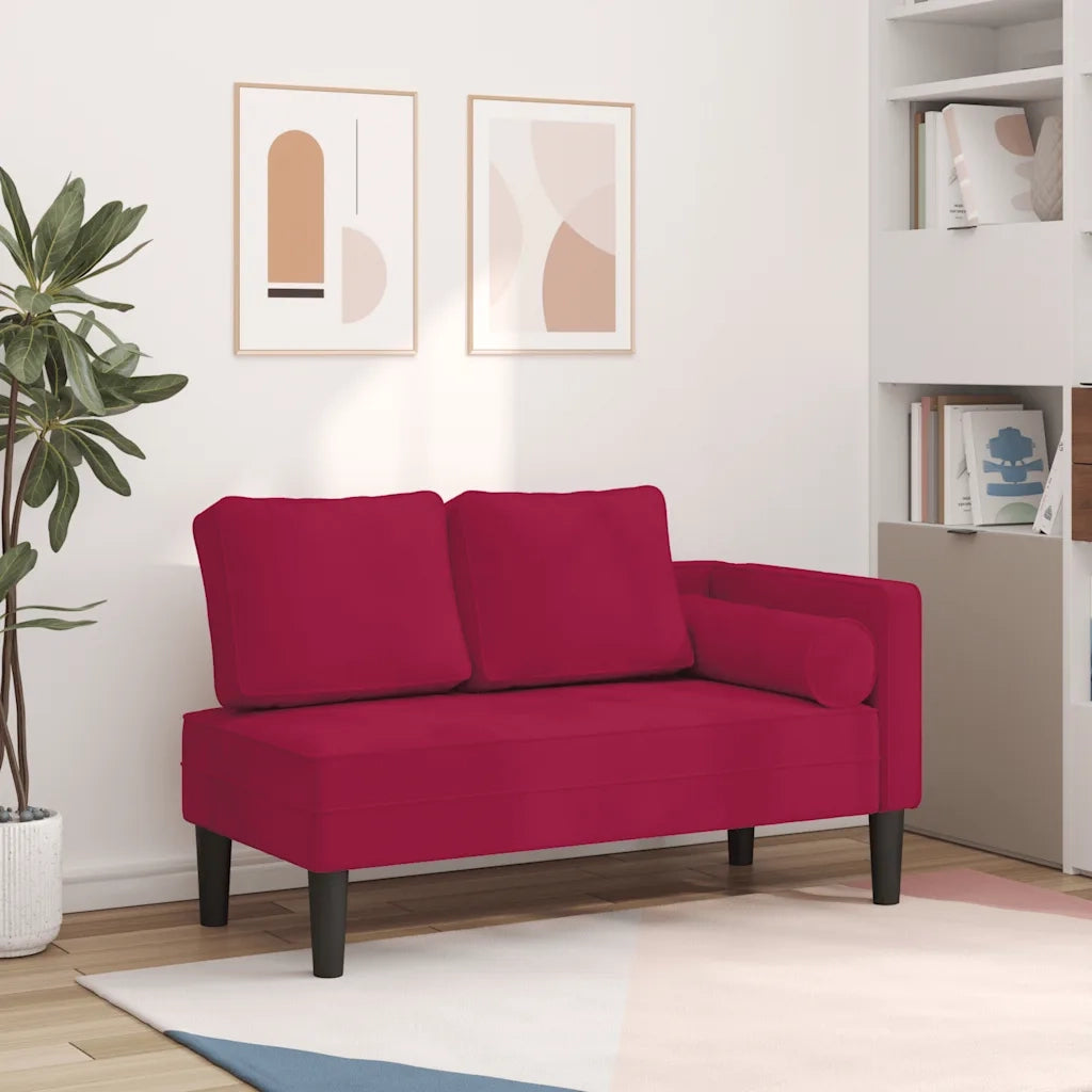 Chaise Lounge | Sedia a Sdraio con Cuscini Rosso Vino in Velluto CFW3908860