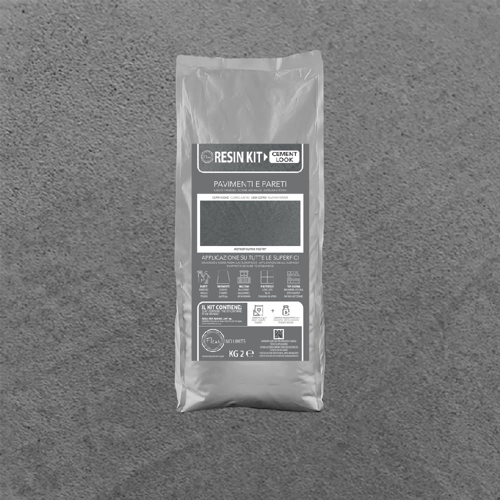Kit Resina Cemento Fleur in Polvere per Pavimenti Pareti Piastrelle Formato: 2 Kg, Colore: Metropolitan Poetry