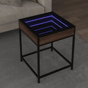 Tavolino da Salotto con LED Infinity-Tavolino da soggiorno Rovere Marrone 40x40x51 cm 907352