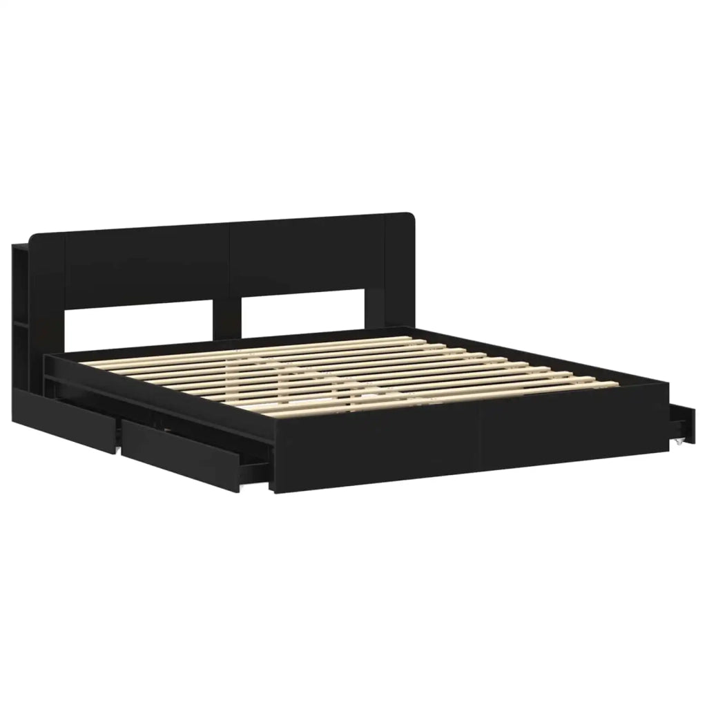 Telaio del letto con storage con cassetto Nero 200 x 200 cm 3433605