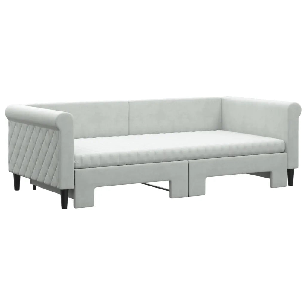 Divano Letto Estraibile Materassi Grigio Chiaro 90x190 Velluto