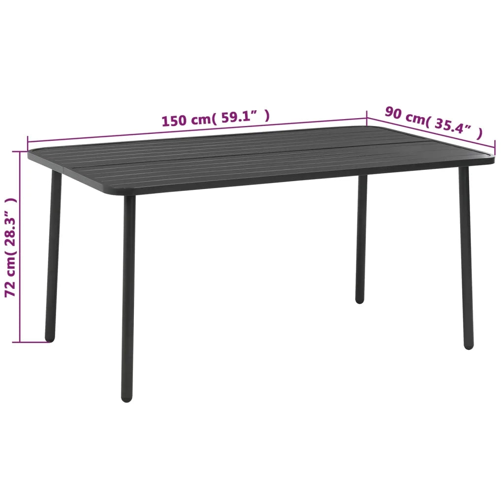 Set da Pranzo da Giardino 7 pz in Acciaio Grigio Scuro cod mxl 73530