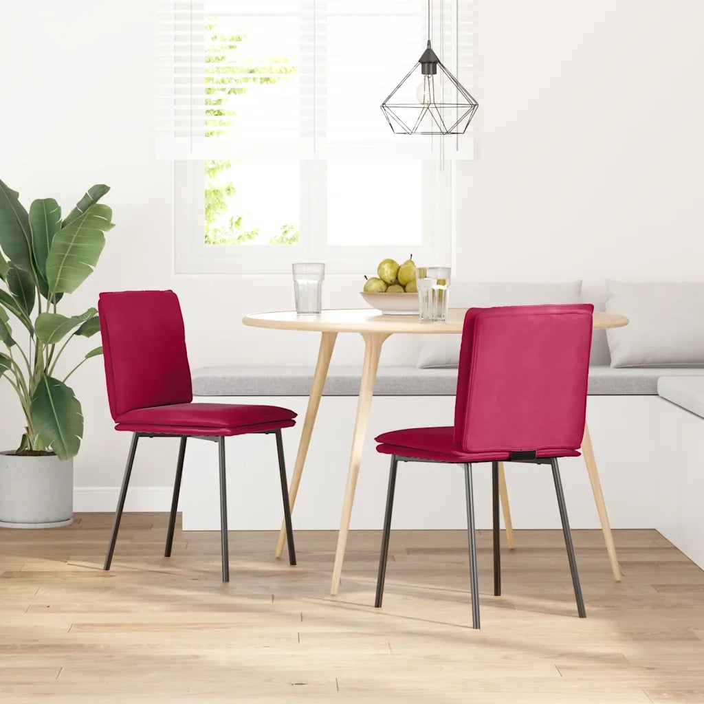 Sedie da Pranzo 2 pz Rosso Vino in Velluto