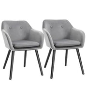 Set di 2 Sedie per Sala da Pranzo con Braccioli Imbottite e in Velluto, 54x56x74cm, Grigio