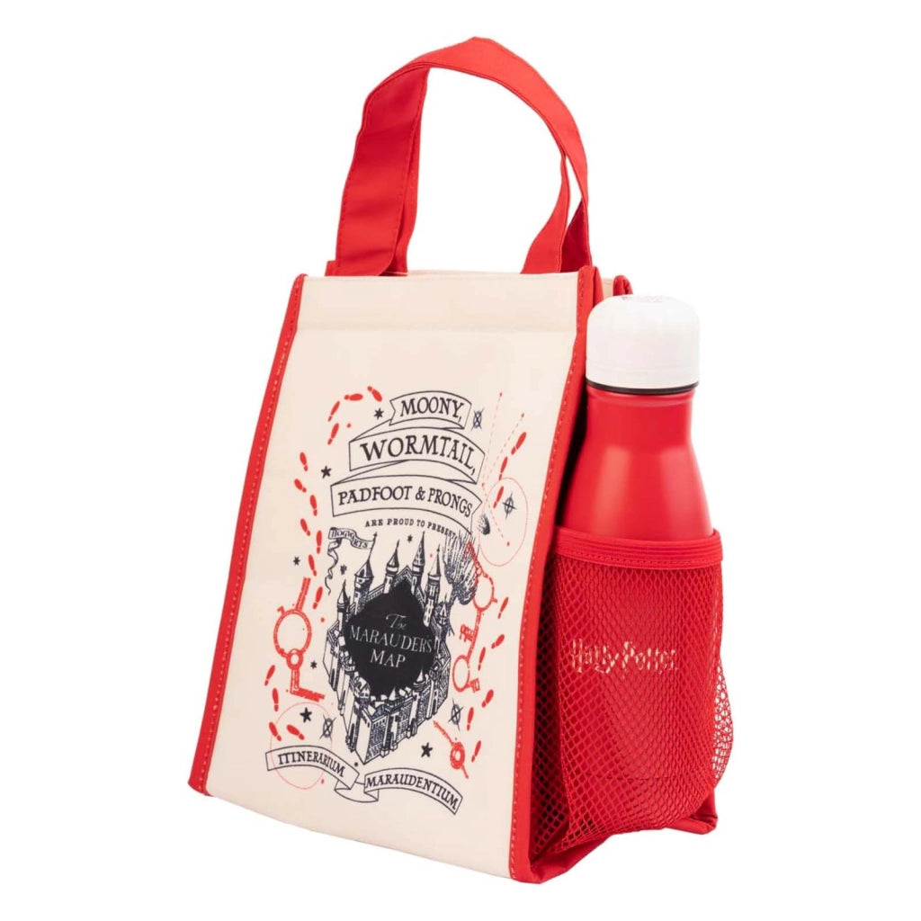 Borsa termica Mappa del Malandrino con manici e tasca per bottiglia Rosso Harry Potter