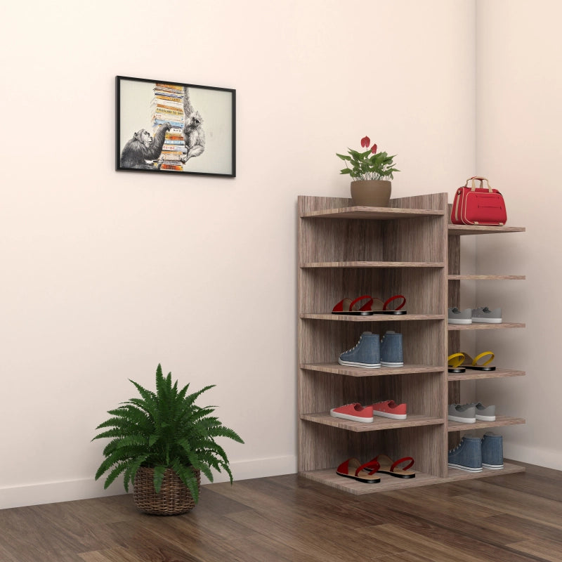 Legno Soft Scarpiera H80 L60 P30 cm Mobile Porta Scarpe Salvaspazio con Ripiani Interni Colore Noce