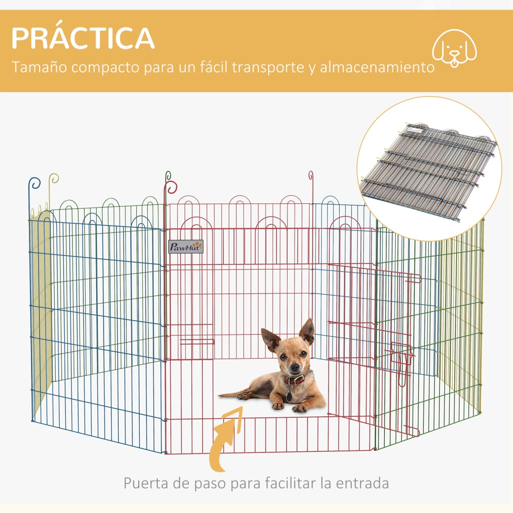Recinto per Cani Pieghevole 8 Pannelli ¨C zephmum ¨C 156x60 cm Multicolore Metallo