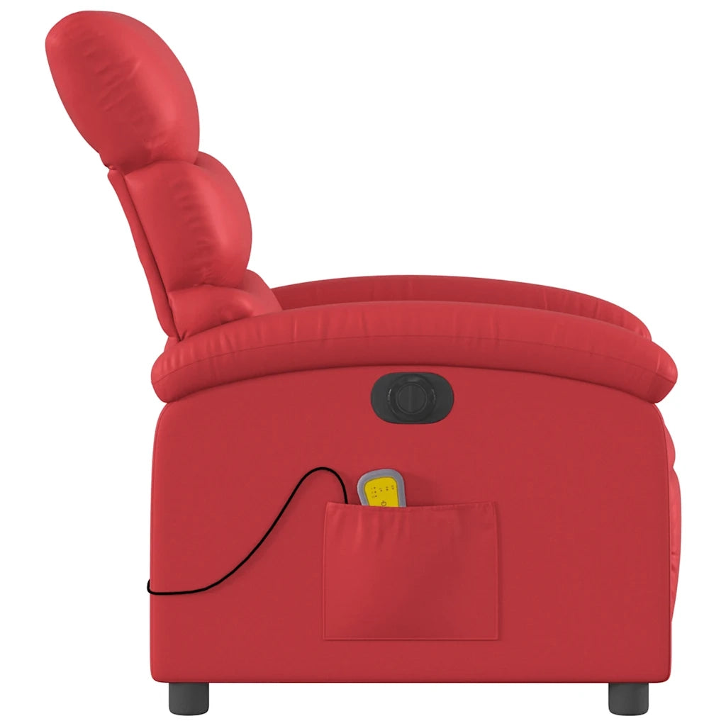Divano Sedia-Poltrona Massaggio Elettrica Reclinabile Rosso Similpelle 562156