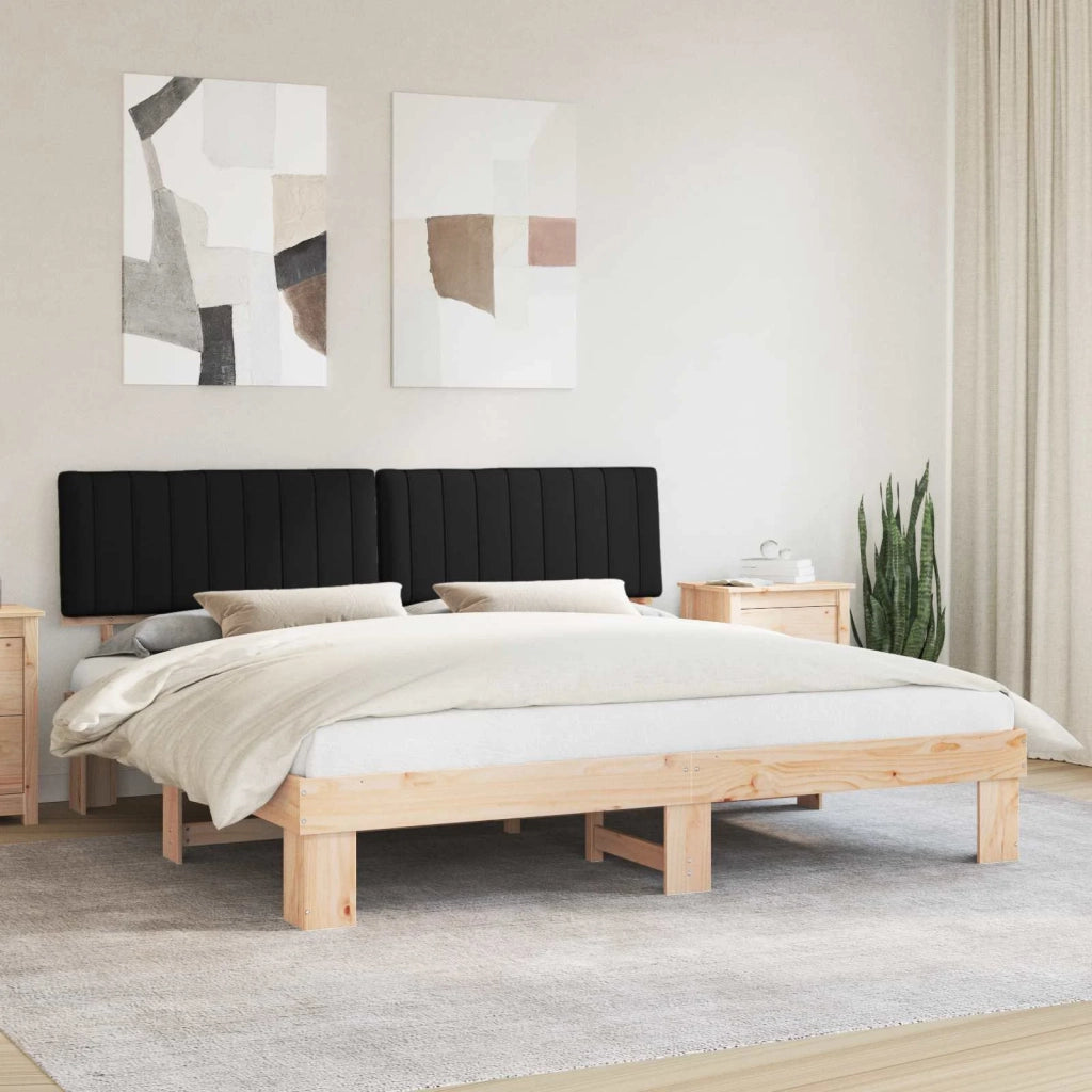Letto con Testiera Rivestita-Struttura Letto con Testiera Nero 200 x 200 cm Pino massello 253067