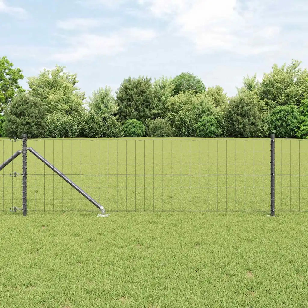 Recinzione con Posto Grigio 0,4 x 50 m Acciaio e PVC