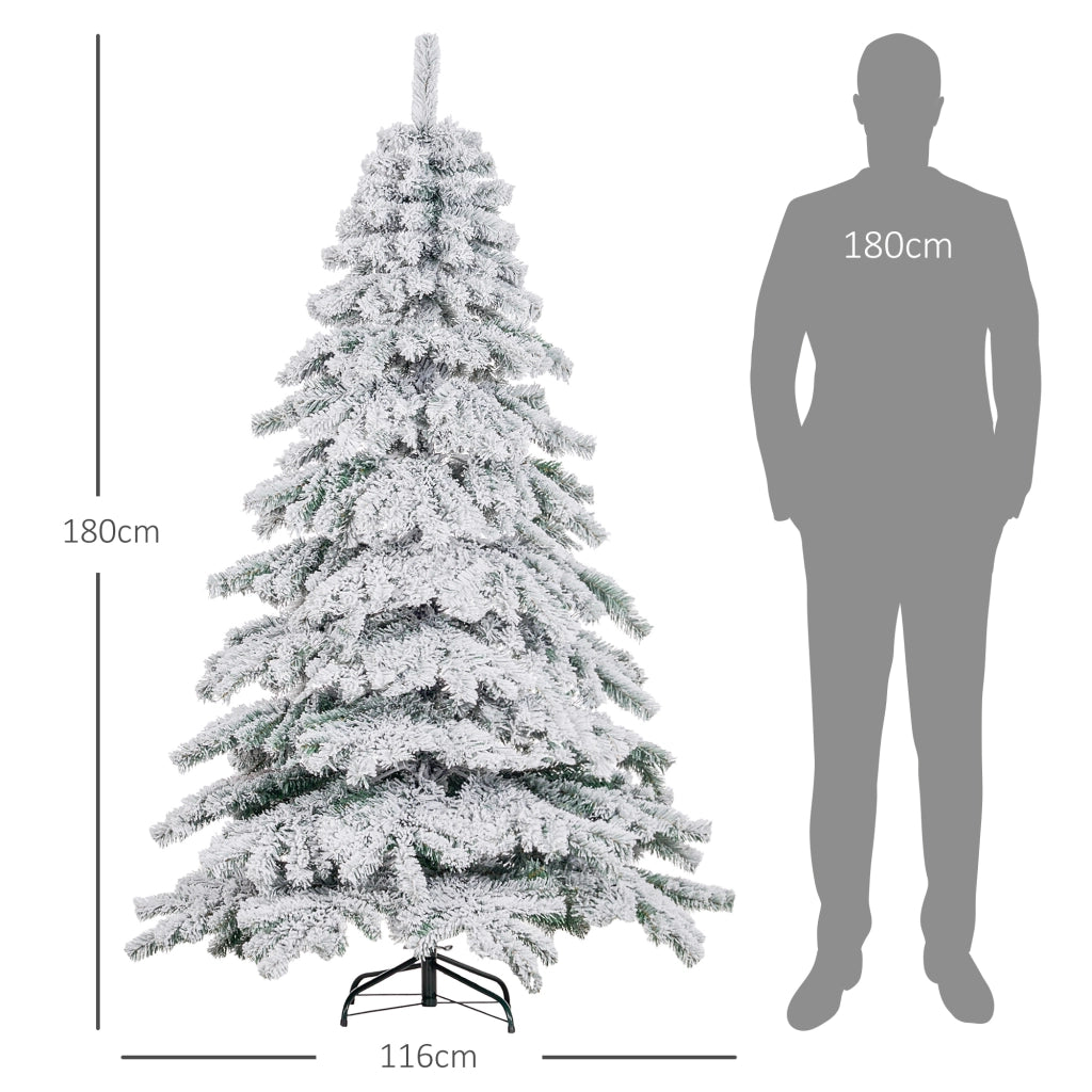 Albero di Natale Artificiale ¨C Zephmum ¨C Verde Bianco Nevato 180 cm