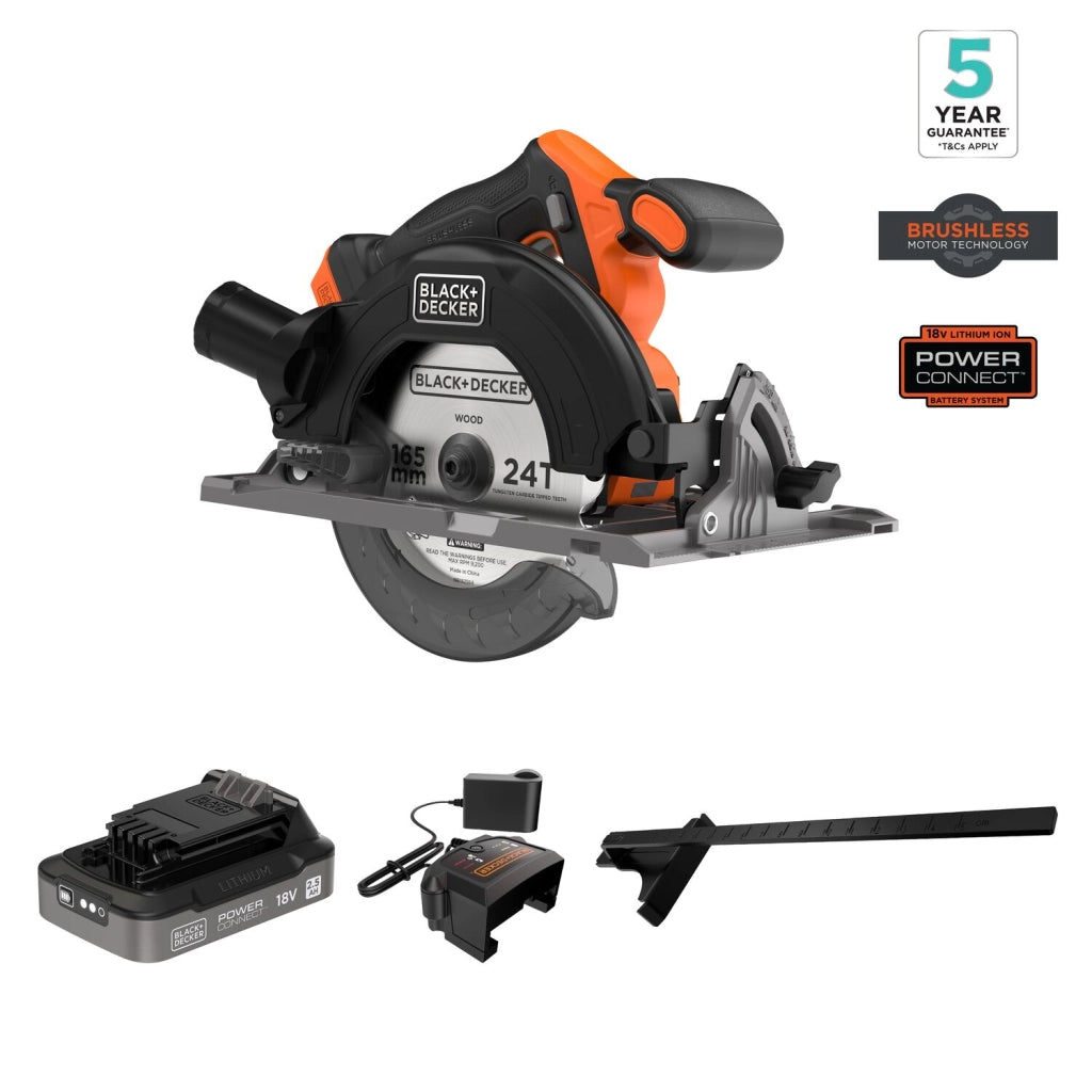 Sega Circolare Brushless 18V Black+Decker BLCCS78E1 165 mm con batteria + caricatore