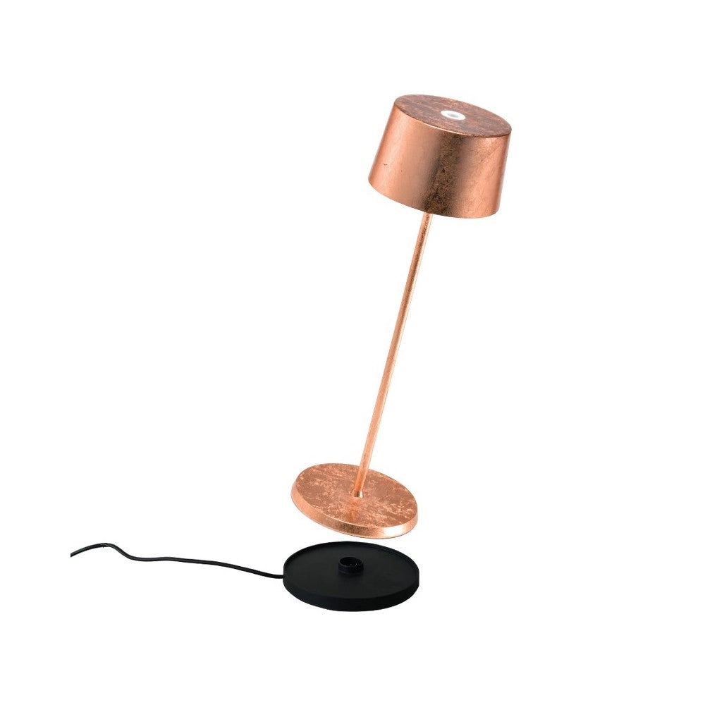Lampada a led da tavolo Olivia Pro Foglia Rame ricaricabile e dimmerabile