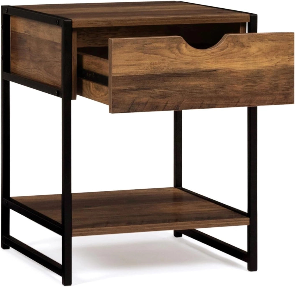IDMarket - Set di 2 comodini Hawkins, Legno Scuro, Design Industriale