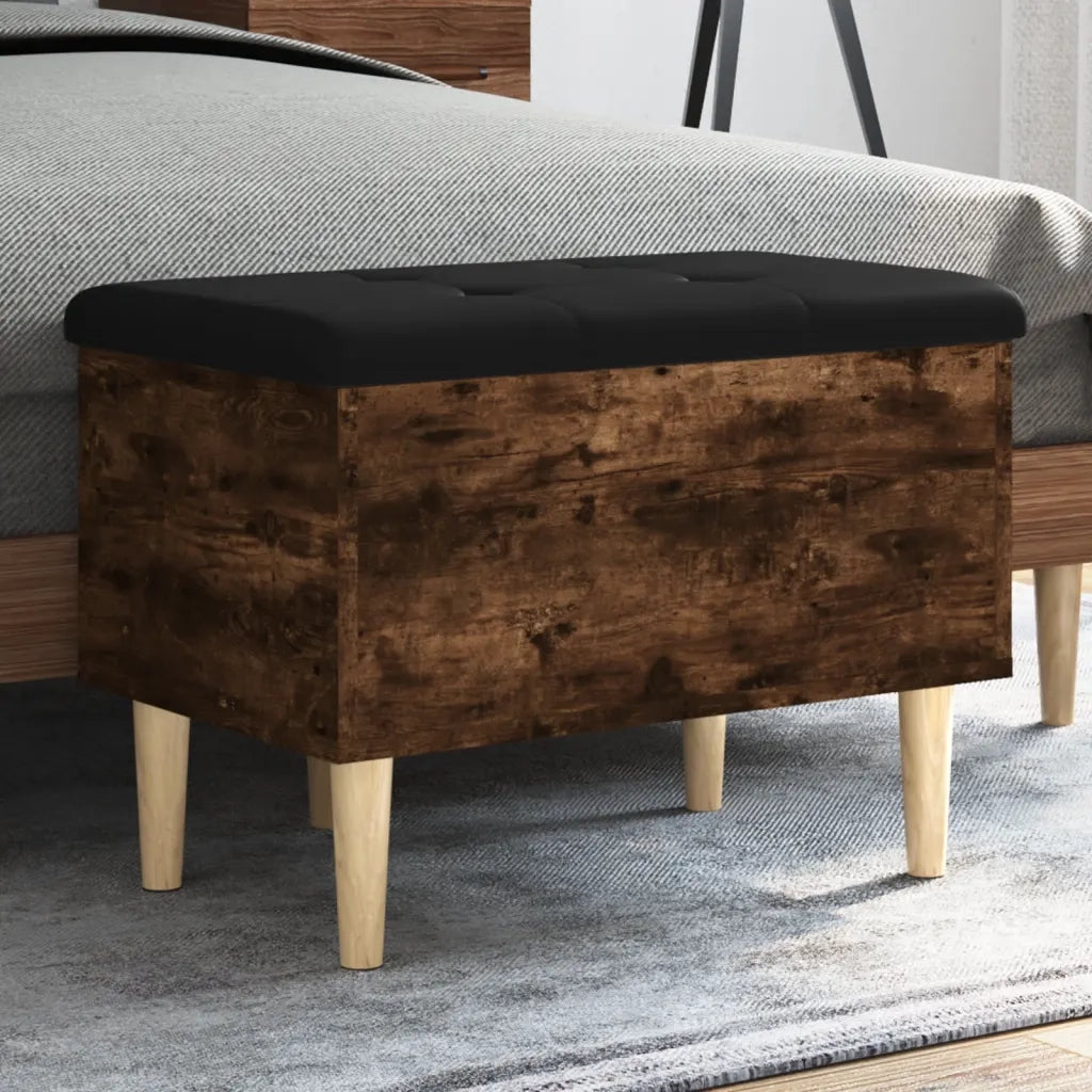 Panca Portaoggetti-Sgabello-Panca con Contenitore Rovere Fumo 62x42x46 cm Legno Multistrato