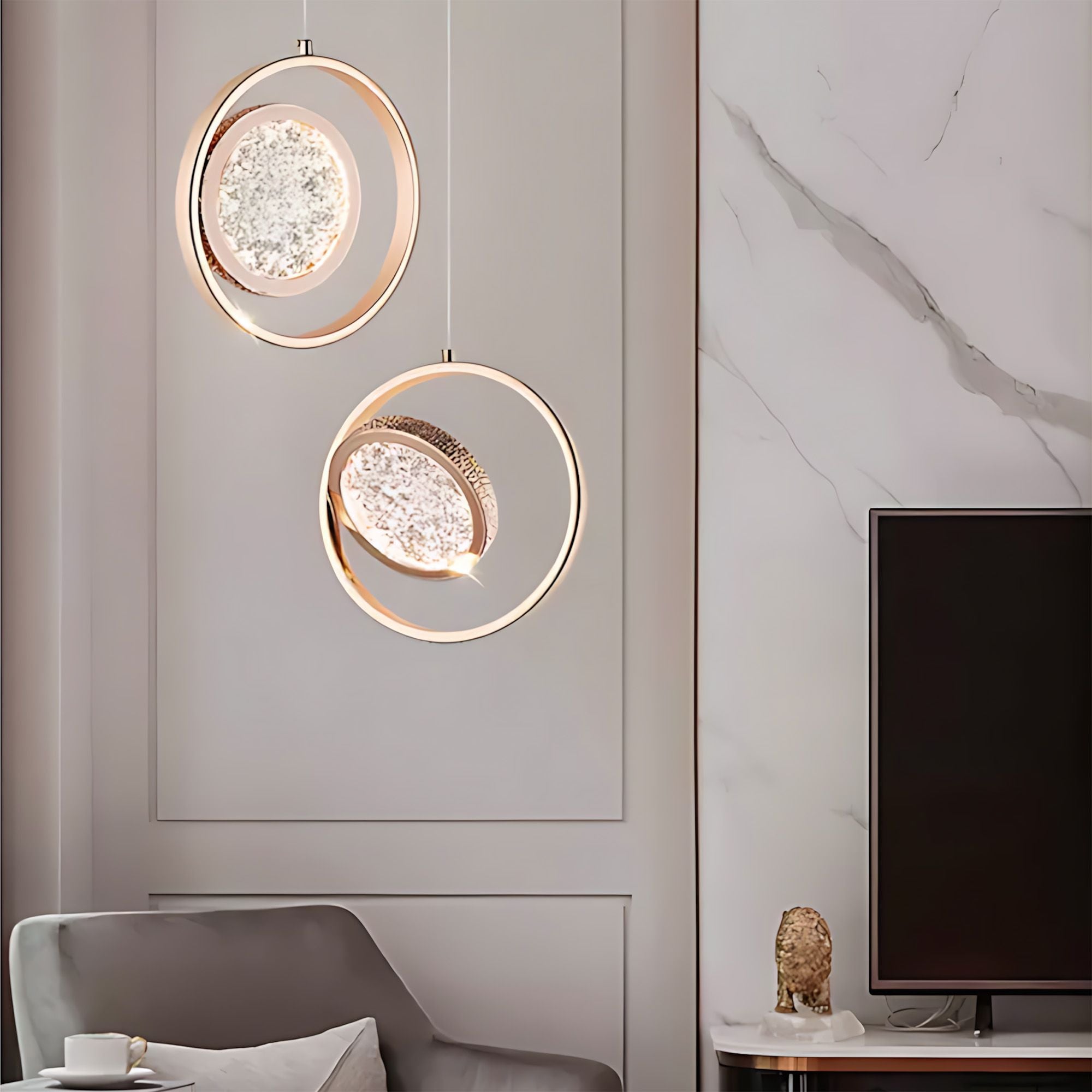 Lampadario A Sospensione In Cristallo Lhj106-1cp Light Rose Gold