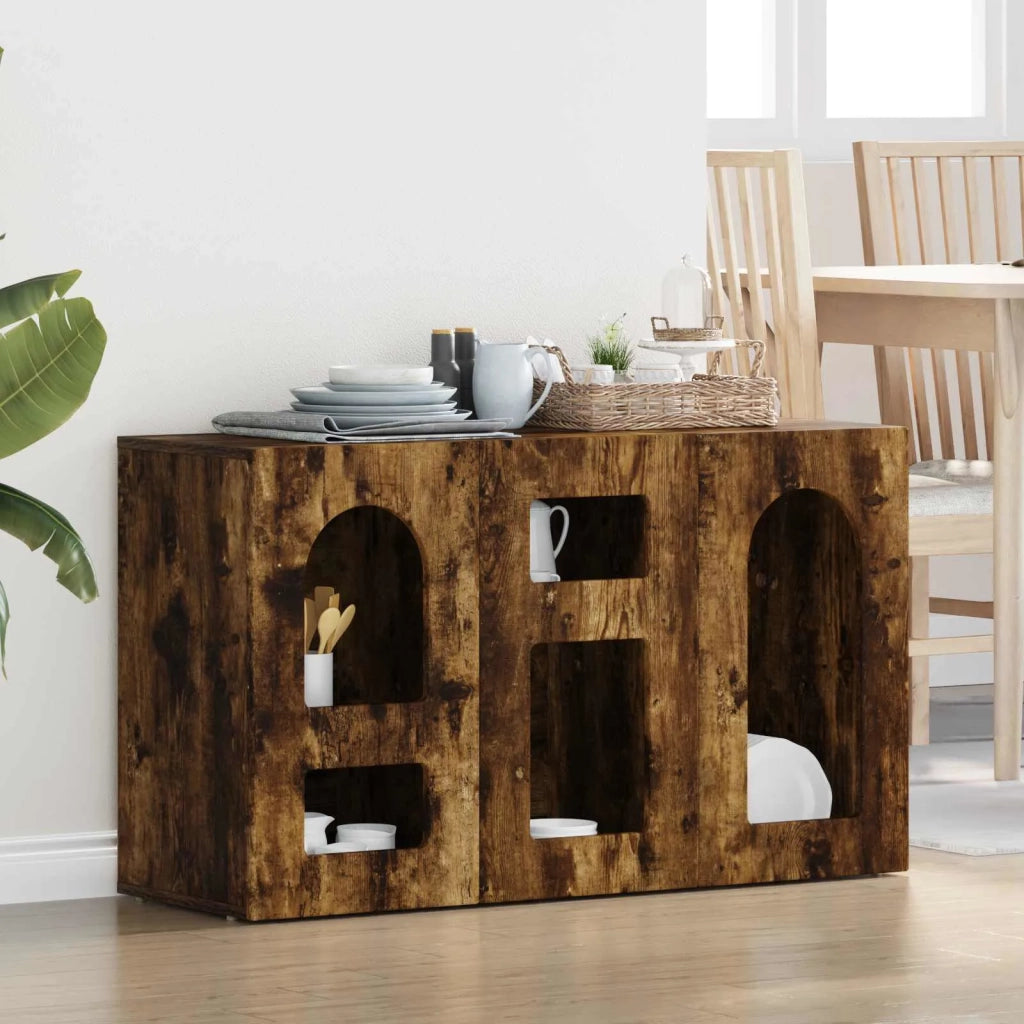 Credenza Rovere fumé 100 x 35 x 59 cm Legno multistrato 891349