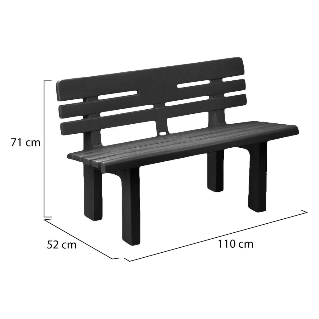 Panchina da esterno Alim, Panca monoblocco da giardino, Panchina outdoor, 100% Made in Italy, 110x52h71 cm, Antracite